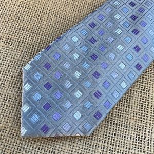 🎯NWT Michael Kors 100% Silk tie Geo Design gray lavender